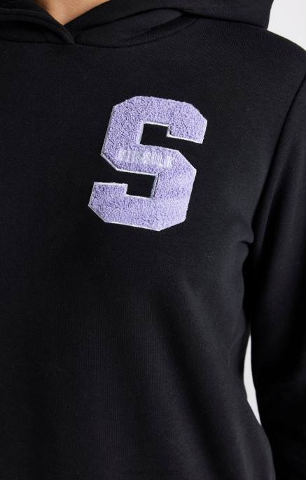 SikSilk djevojke crna sveučilišna haljina s kapuljačom s logotipom D088344 odjeća
