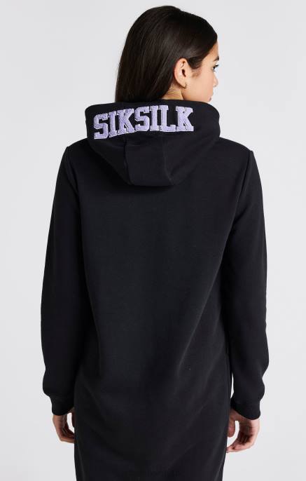 SikSilk djevojke crna sveučilišna haljina s kapuljačom s logotipom D088344 odjeća