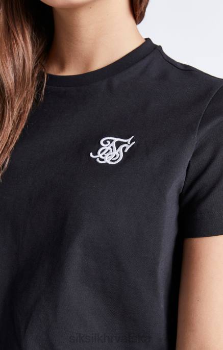 SikSilk djevojke crna osnovna skraćena majica D088320 odjeća