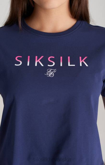 SikSilk djevojke tamnoplava skraćena majica s izblijedjelim logotipom D088325 odjeća