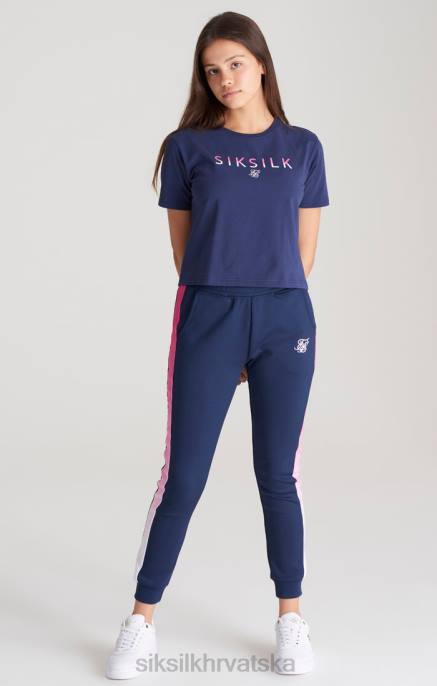 SikSilk djevojke tamnoplava skraćena majica s izblijedjelim logotipom D088325 odjeća