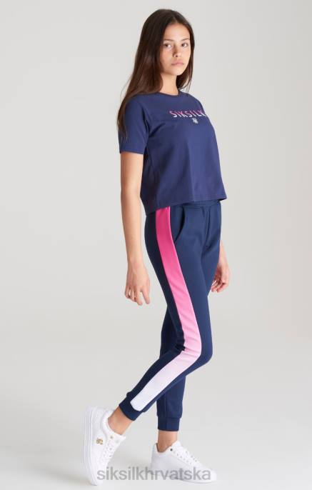 SikSilk djevojke tamnoplava skraćena majica s izblijedjelim logotipom D088325 odjeća