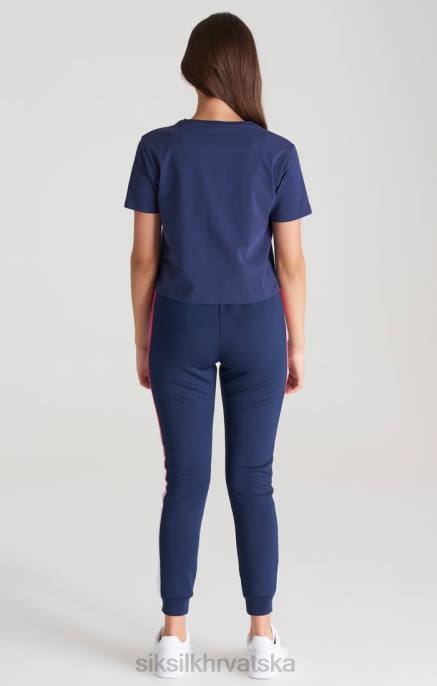 SikSilk djevojke tamnoplava skraćena majica s izblijedjelim logotipom D088325 odjeća