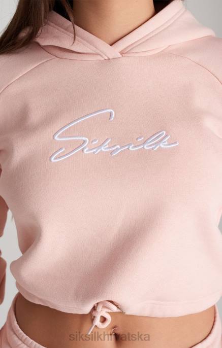 SikSilk djevojke ružičasta skraćena majica s kapuljačom s potpisom D088333 odjeća