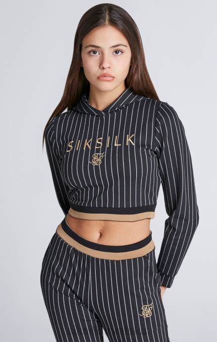 SikSilk djevojke skraćena majica s crnim baseball prugama D088337 odjeća