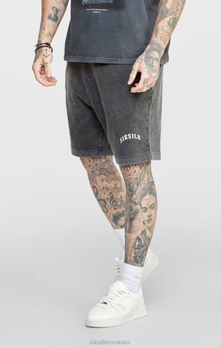 SikSilk muškarci crne grafičke opuštene kratke hlače D088567 odjeća