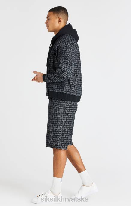 SikSilk muškarci crni jacquard traper cargo kratki D088604 odjeća