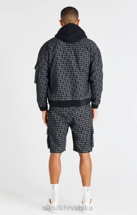 SikSilk muškarci crni jacquard traper cargo kratki D088604 odjeća