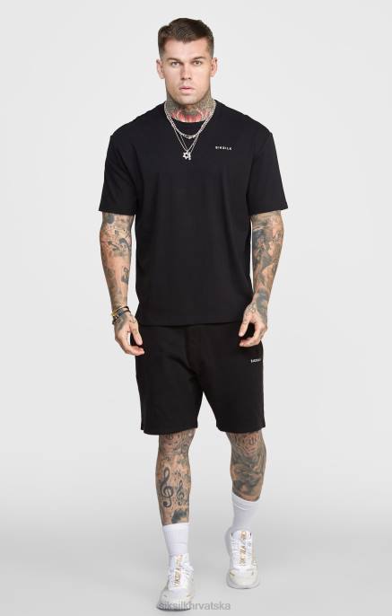 SikSilk muškarci crni jogger kratki pojas s prugama D088610 odjeća