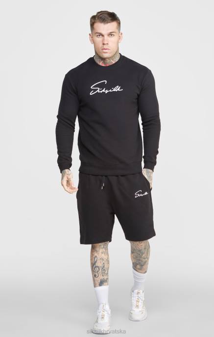 SikSilk muškarci crni skriptni vez kratki D088581 odjeća