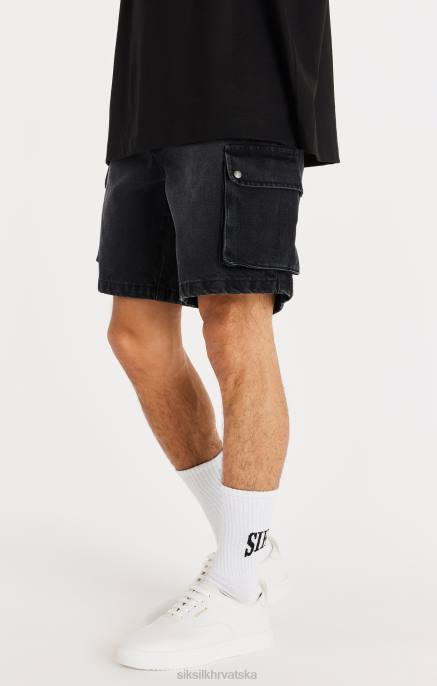 SikSilk muškarci crni traper cargo kratki D088598 odjeća