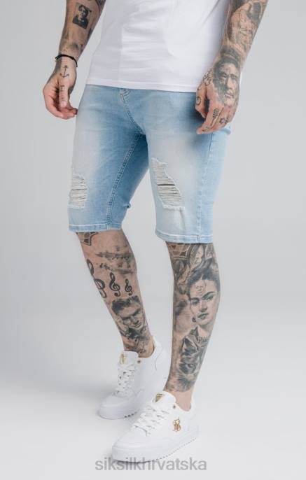 SikSilk muškarci kratka plava otrcana traperica D088583 odjeća