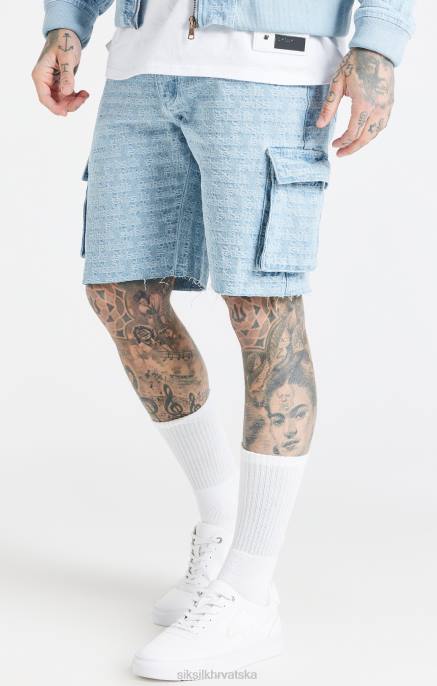 SikSilk muškarci plavi jacquard traper cargo kratki D088593 odjeća