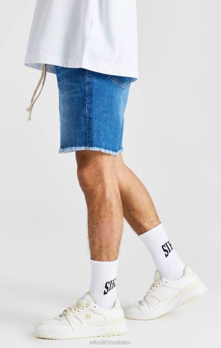 SikSilk muškarci plavi neobrađeni porub opušteni kratki traper D088587 odjeća