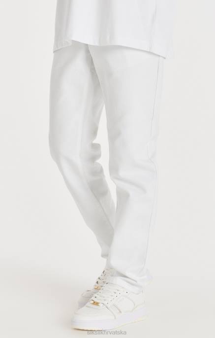SikSilk muškarci bijeli traper ravnog kroja D088547 odjeća