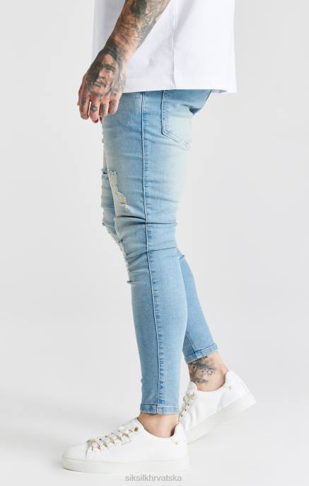 SikSilk muškarci plave isprane esencijalne otrcane uske traperice D088551 odjeća