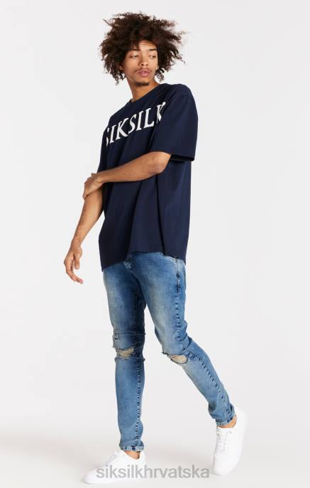 SikSilk muškarci svijetloplave traperice uskog kroja na duge staze D088558 odjeća
