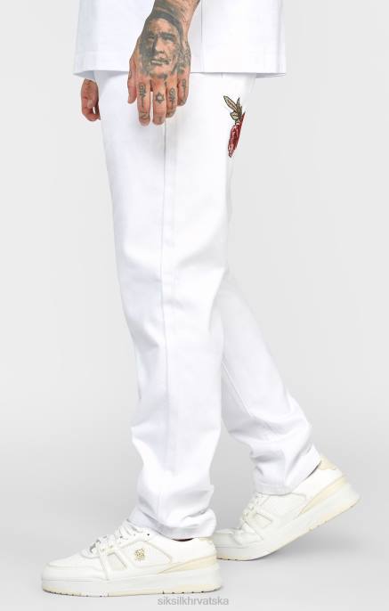 SikSilk muškarci traper ravnog kroja bijele ruže D088550 odjeća