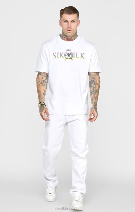 SikSilk muškarci traper ravnog kroja bijele ruže D088550 odjeća