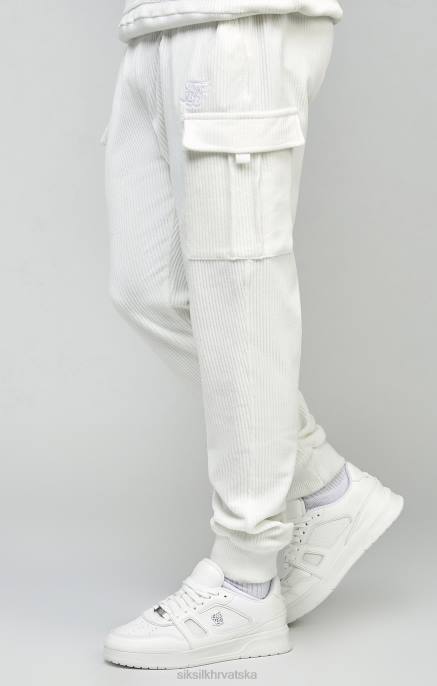 SikSilk muškarci ecru samt kargo joggers D088530 odjeća