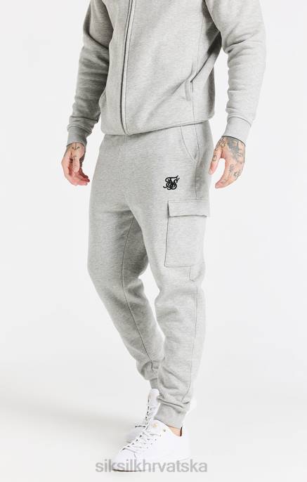 SikSilk muškarci sivi esencijalni cargo flis jogger D088538 odjeća