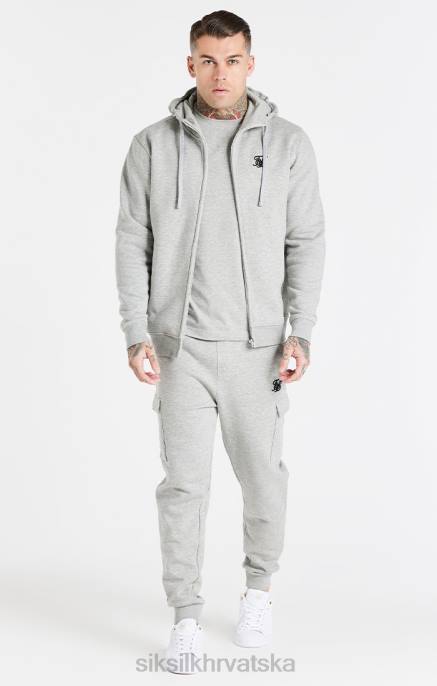 SikSilk muškarci sivi esencijalni cargo flis jogger D088538 odjeća