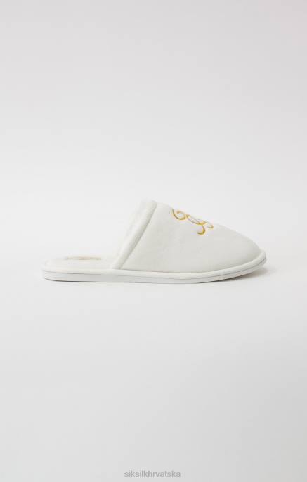SikSilk muškarci bijela papuča s izvezenim logom D0886 obuća