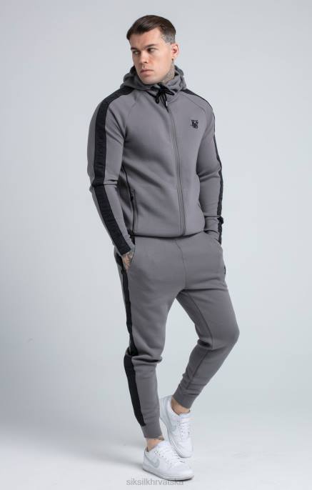 SikSilk muškarci siva majica s kapuljačom s patentnim zatvaračem i jogger set D088504 odjeća