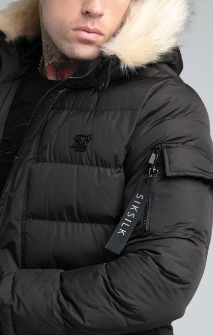 SikSilk muškarci crna ekspediciona parka D088493 odjeća