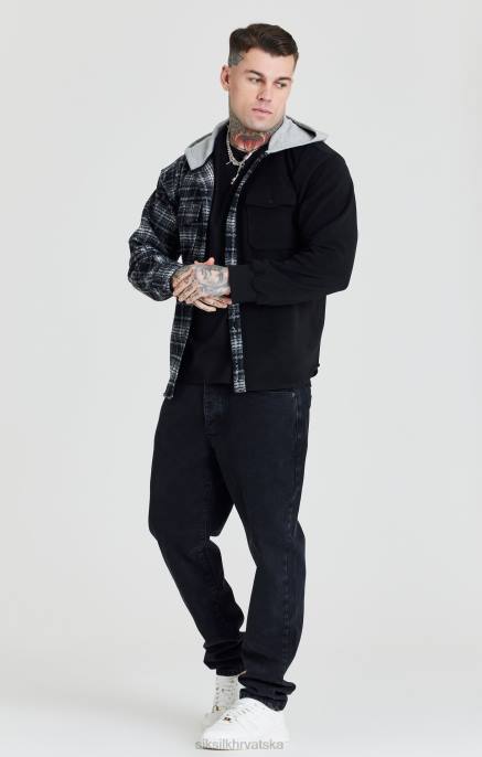 SikSilk muškarci crna kontrastna majica s kapuljačom D088490 odjeća