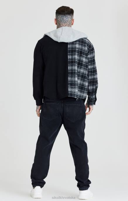 SikSilk muškarci crna kontrastna majica s kapuljačom D088490 odjeća