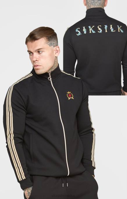 SikSilk muškarci crna trkaća jakna s lijevkastim vratom D088476 odjeća