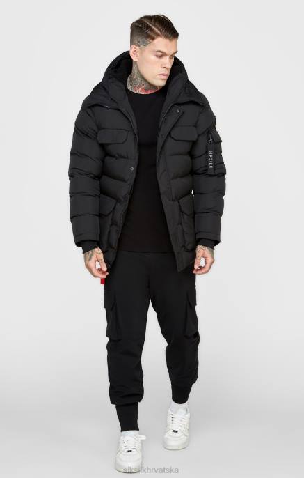 SikSilk muškarci crni parka kaput D088480 odjeća