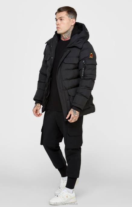 SikSilk muškarci crni parka kaput D088480 odjeća