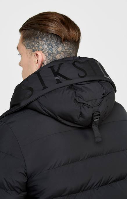 SikSilk muškarci crni parka kaput D088480 odjeća