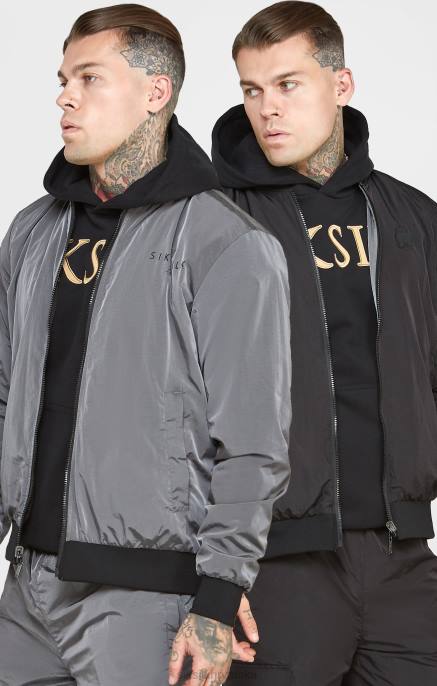 SikSilk muškarci crni reverzibilni bomber D088502 odjeća