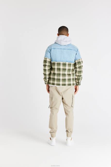 SikSilk muškarci zelena karirana kontrastna traper jakna D088496 odjeća