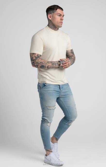 SikSilk muškarci bež majica s visokim ovratnikom D088378 odjeća