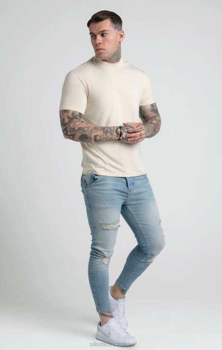 SikSilk muškarci bež majica s visokim ovratnikom D088378 odjeća