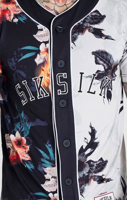 SikSilk muškarci bejzbolski dres s crno-bijelim printom D088398 odjeća