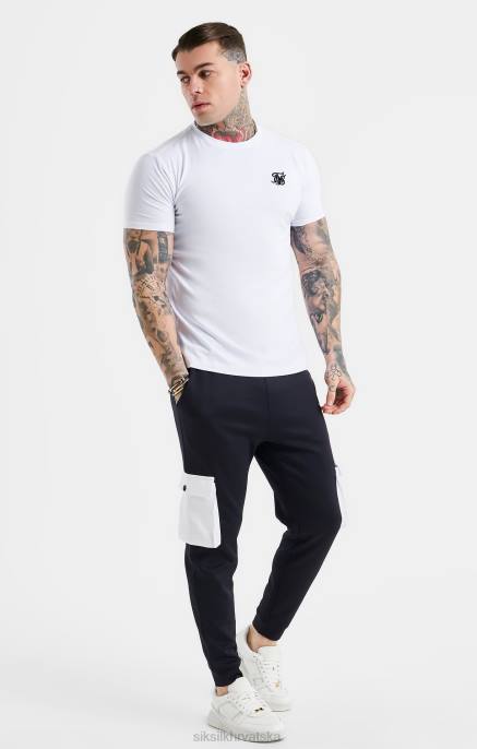 SikSilk muškarci bijela esencijalna majica kratkih rukava „muscle fit“. D088364 odjeća