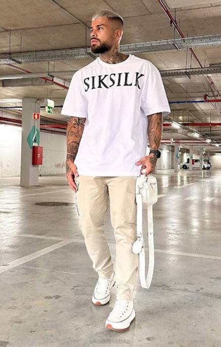 SikSilk muškarci bijela majica opuštenog kroja D088406 odjeća