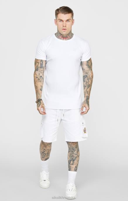 SikSilk muškarci bijela rebrasta pletena majica D088381 odjeća