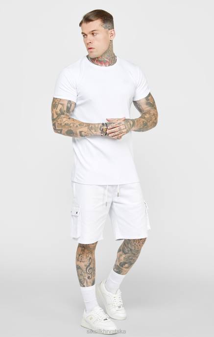 SikSilk muškarci bijela rebrasta pletena majica D088381 odjeća