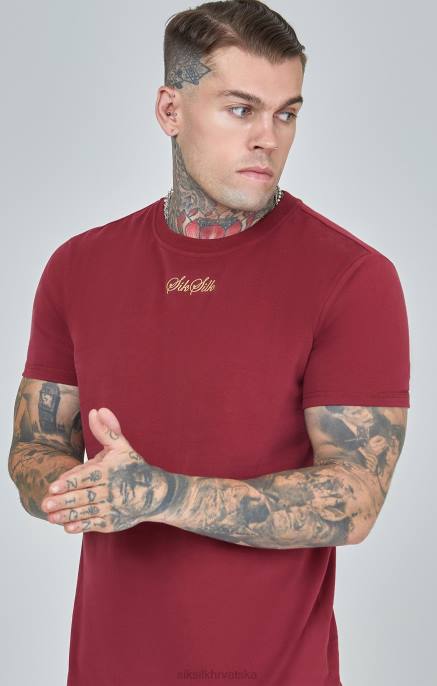 SikSilk muškarci bordo script logo prevelika majica D088386 odjeća