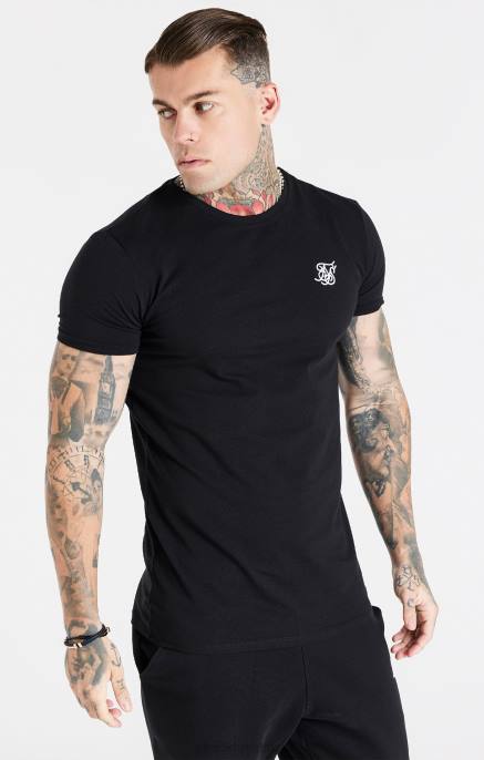 SikSilk muškarci crna esencijalna majica kratkih rukava „muscle fit“. D088363 odjeća