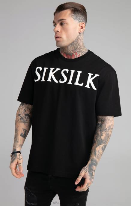 SikSilk muškarci crna majica opuštenog kroja D088407 odjeća