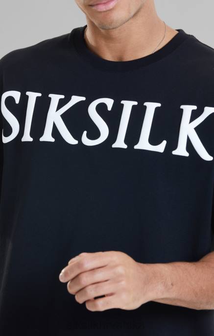 SikSilk muškarci crna majica opuštenog kroja D088407 odjeća