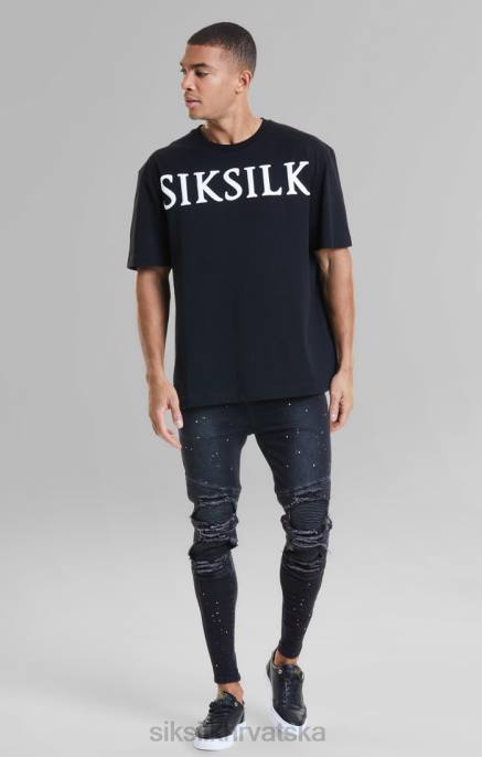 SikSilk muškarci crna majica opuštenog kroja D088407 odjeća