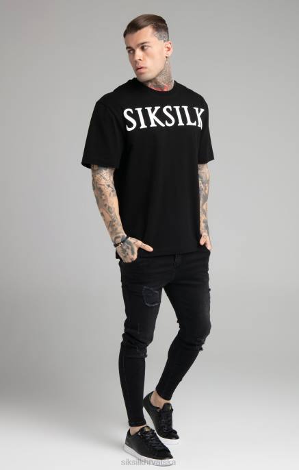 SikSilk muškarci crna majica opuštenog kroja D088407 odjeća